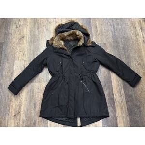 Marc New York Black Parka with Faux Fur Trim